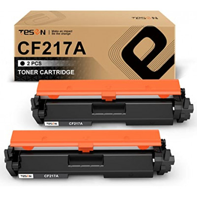 TESEN Compatible HP 17A CF217A Black Toner Cartridge Replacement 2 Packs with CHIP